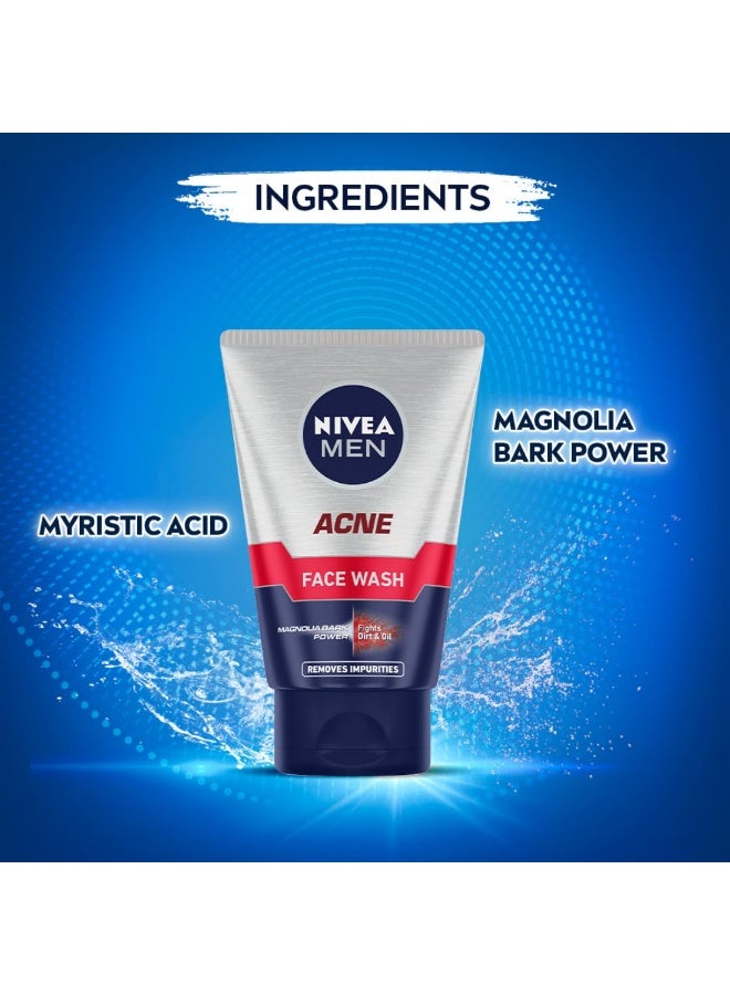 NIVEA MEN Acne Control Face Wash 50 g | With Magnolia Bark Extracts for 12 Hr Oil Control in Summer | Fights Dirt and Oil | For Oily Skin - Image 2